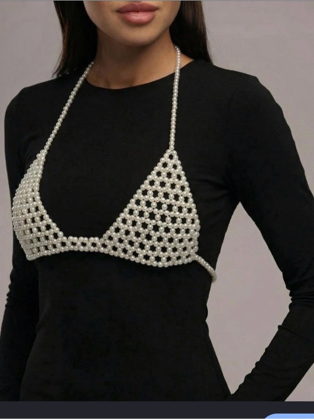 White Pearl Beaded Triangle Bralette